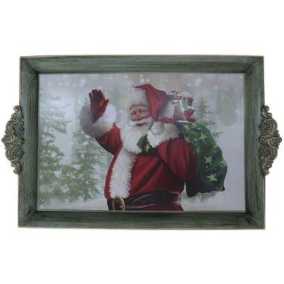 Bandeja Decorada Natal Com Moldura Vintage 40x26 Cm