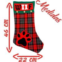 Bota Meia Natalina Decoração Tecido Xadrez Woof 46cm - 2