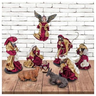 Presépio Natalino Decorativo 9 Peças Resina Plus Seda 16cm