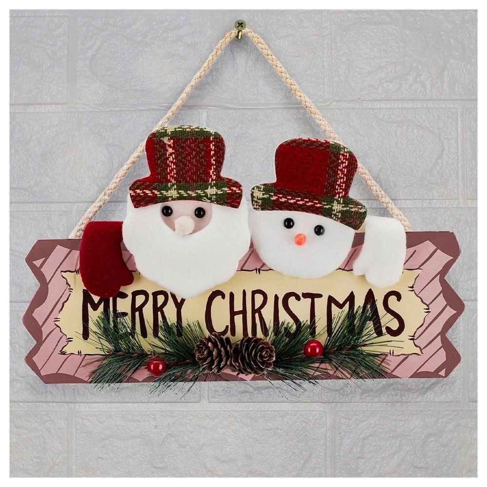 Enfeite De Porta Natalino Merry Christmas Papai Noel Boneco De Neve - 1