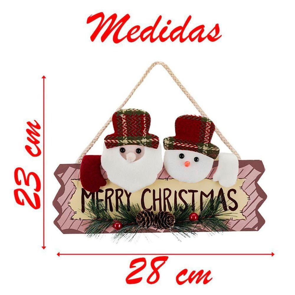 Enfeite De Porta Natalino Merry Christmas Papai Noel Boneco De Neve - 2