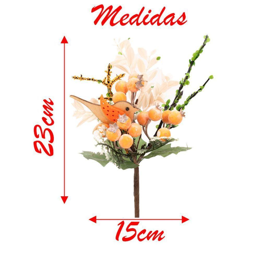 Kit 8 Ramos Artificiais De Páscoa Efeite Com Parrasinho Laranja 23cm - 3