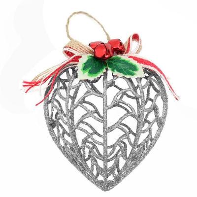 Kit Conjunto 9 Peças Decoração Enfeite Bola Coração árvore Natal Prata Glitter Natalina 11,5cm