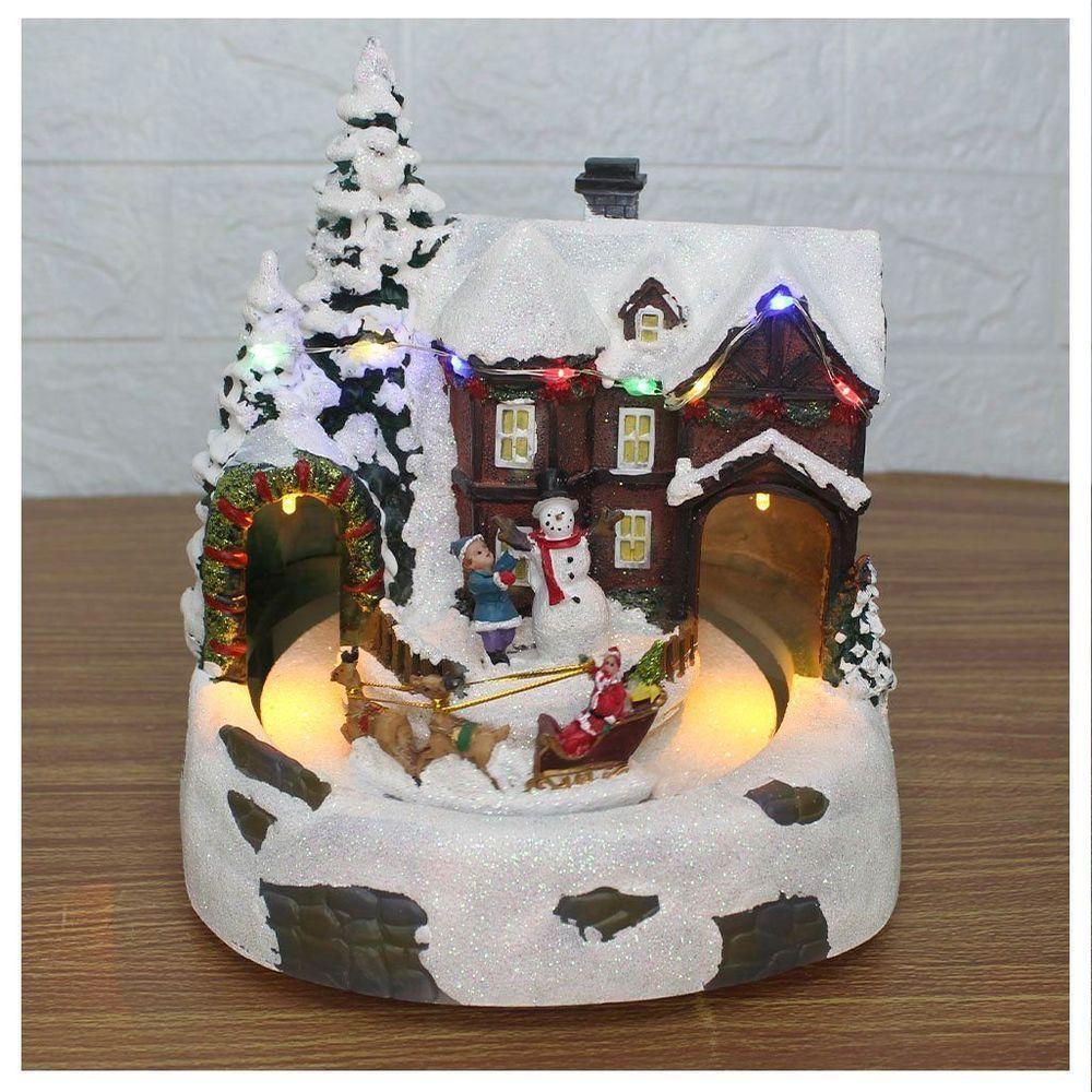 Decoração Cenário Natalino Trenó Em Movimento Com Led 21cm - 1