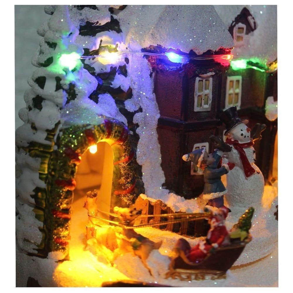 Decoração Cenário Natalino Trenó Em Movimento Com Led 21cm - 2