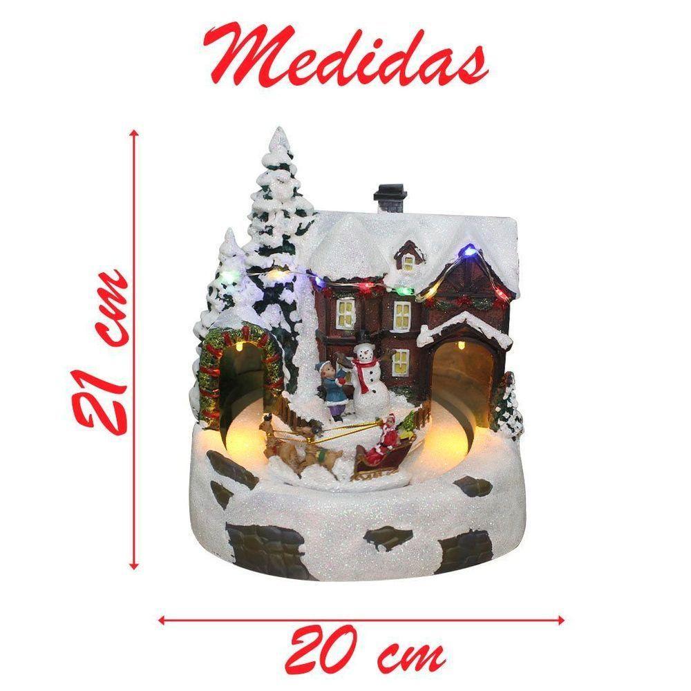 Decoração Cenário Natalino Trenó Em Movimento Com Led 21cm - 4