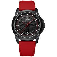 Relógio De Quartzo Masculino Casual Pulseira De Silicone Impermeavel Vermelho - 1