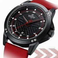 Relógio De Quartzo Masculino Casual Pulseira De Silicone Impermeavel Vermelho - 3