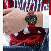 Relógio De Quartzo Masculino Casual Pulseira De Silicone Impermeavel Vermelho - 5