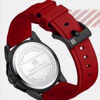 Relógio De Quartzo Masculino Casual Pulseira De Silicone Impermeavel Vermelho - 7