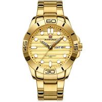 Relógio De Pulso Masculino De Quartzo Design Casual Em Aço Inoxidável Impermeavel Dourado - 1