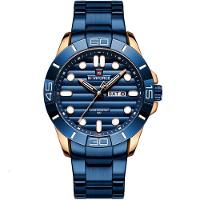 Relógio De Pulso Masculino De Quartzo Design Casual Em Aço Inoxidável Impermeavel Azul - 1