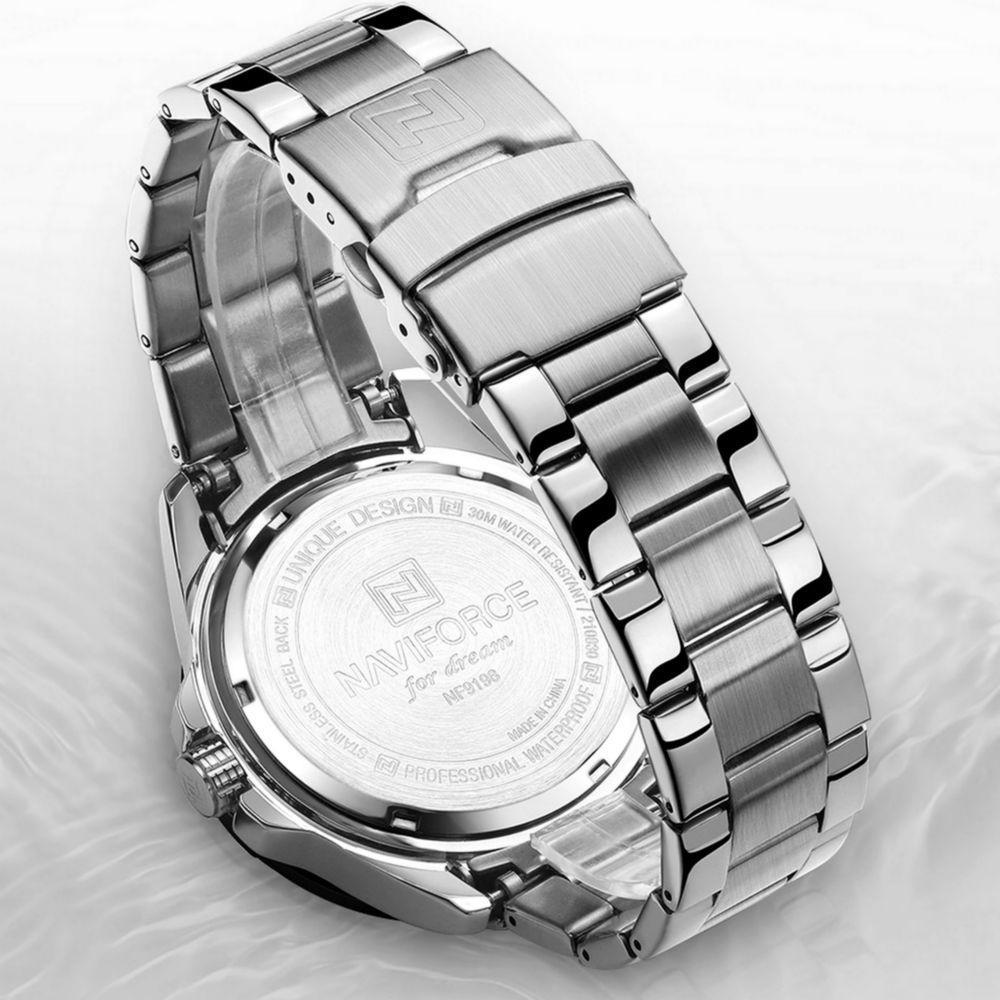 Relógio De Pulso Masculino De Quartzo Design Casual Em Aço Inoxidável Impermeavel Branco - 3