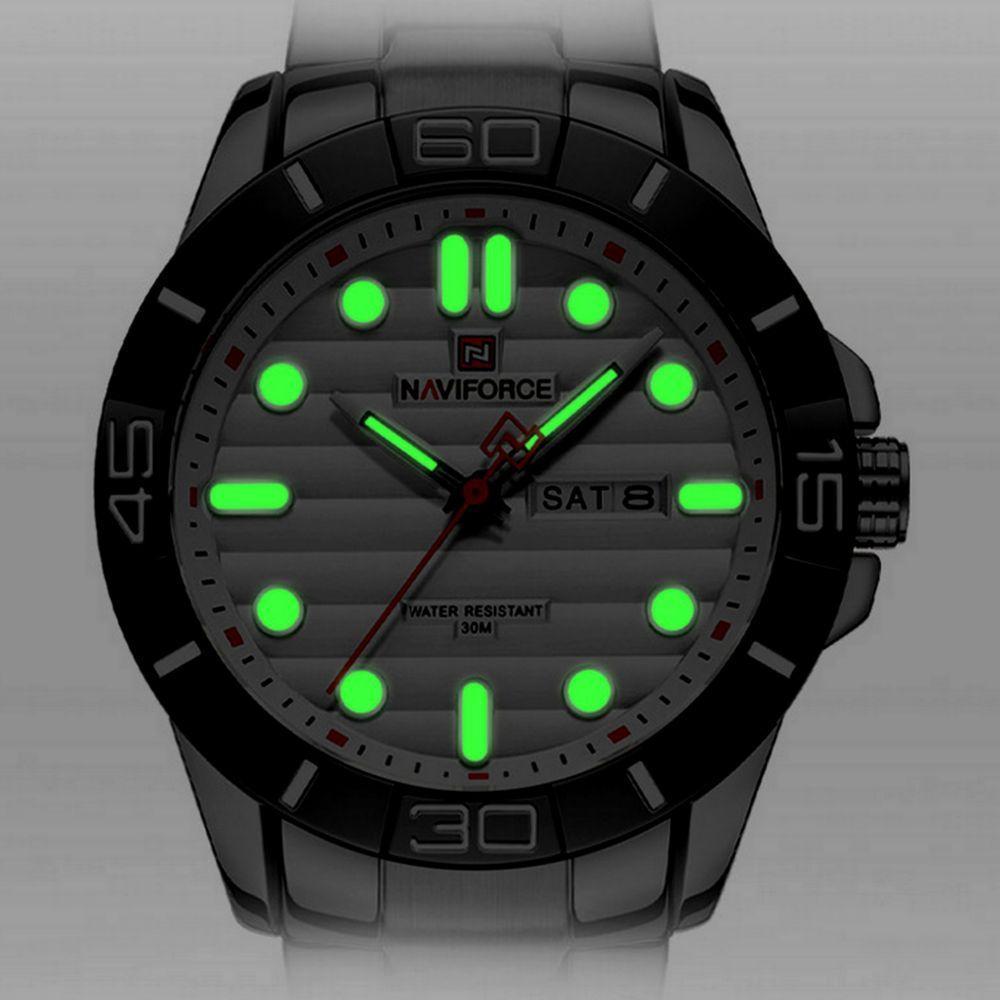 Relógio De Pulso Masculino De Quartzo Design Casual Em Aço Inoxidável Impermeavel Branco - 4