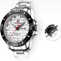 Relógio De Pulso Masculino De Quartzo Design Casual Em Aço Inoxidável Impermeavel Branco - 8