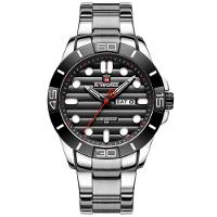 Relógio De Pulso Masculino De Quartzo Design Casual Em Aço Inoxidável Impermeavel Preto - 1