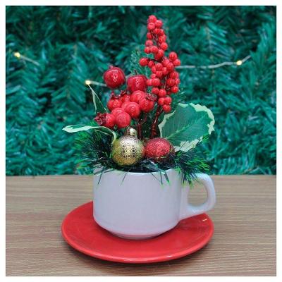 Xicara Vasinho De Natal Arranjo Decorativo Artesanal