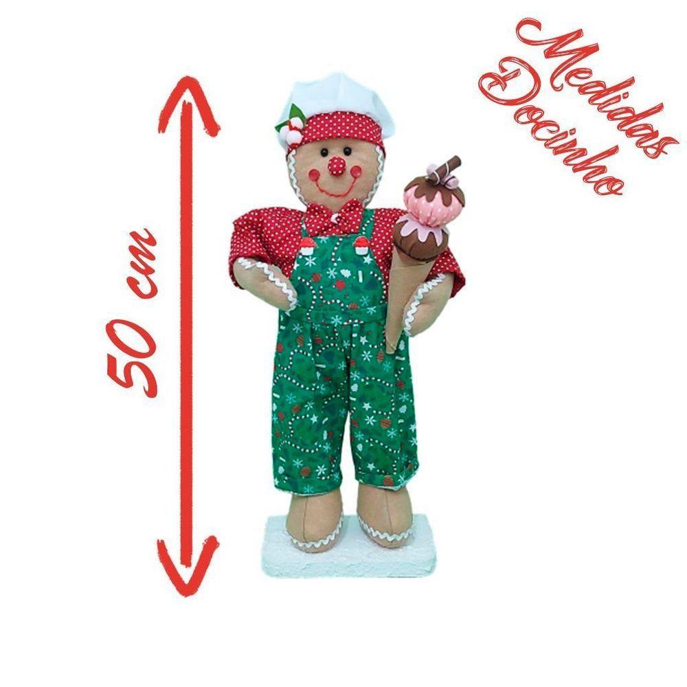 Kit 2 Bonecos De Natal Casal Biscoito Natalino 50cm - 2
