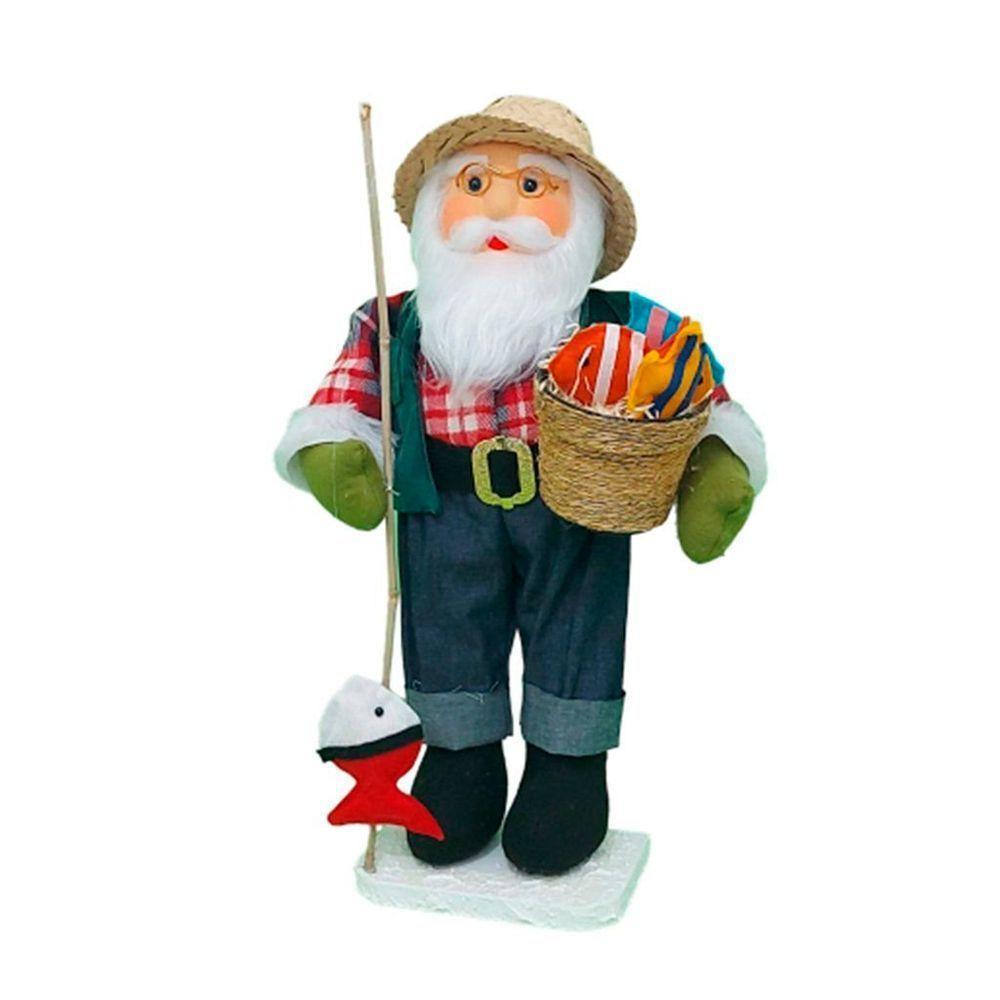 Boneco Natal Papai Noel Pescador 50cm - 1