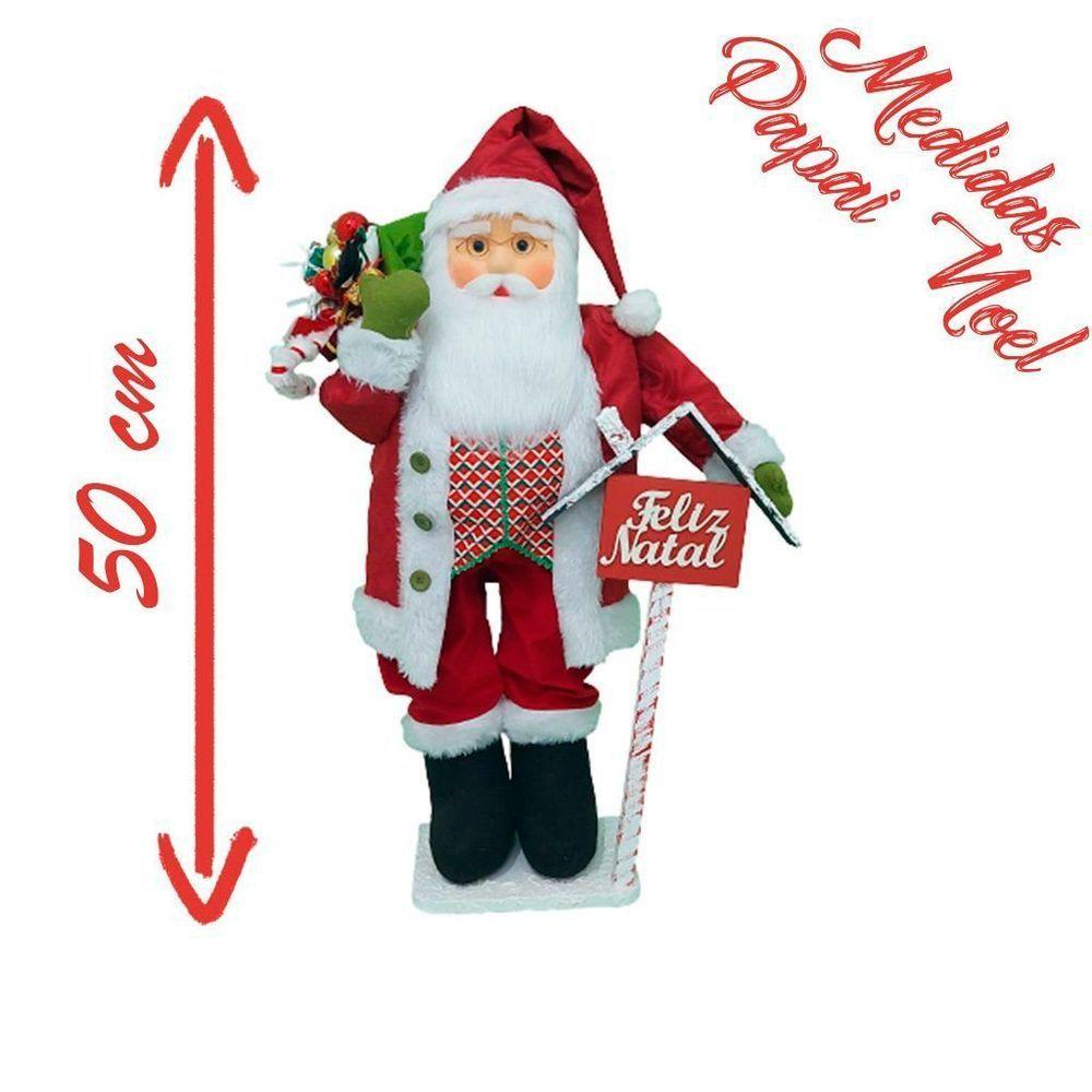 Boneco Natal Papai Noel Placa Feliz Natal 50cm - 2