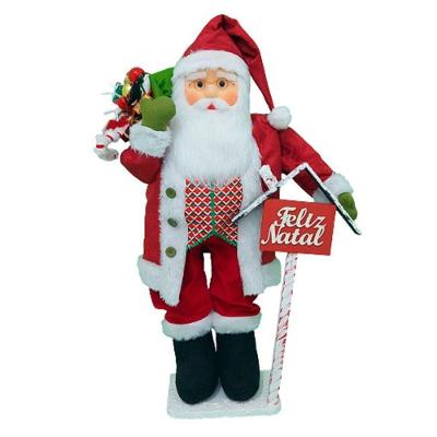 Boneco Natal Papai Noel Placa Feliz Natal 50cm