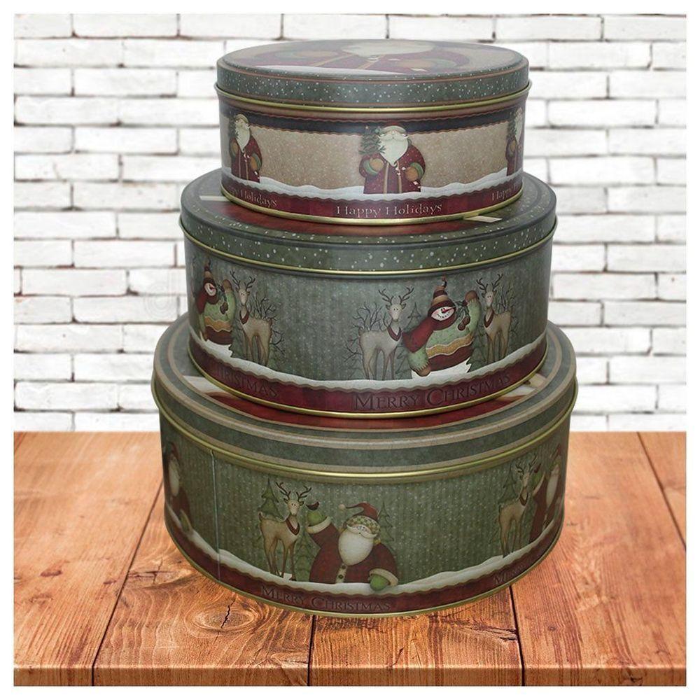 Conjunto De Latas Natalinas Papai Noel Para Doces Chocolates - 2