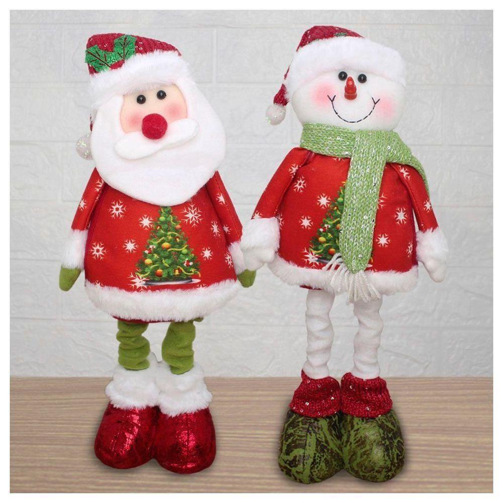 Decoração Boneco Natal Papai Noel E Boneco De Neve Perna Ajustável 45cm - 1