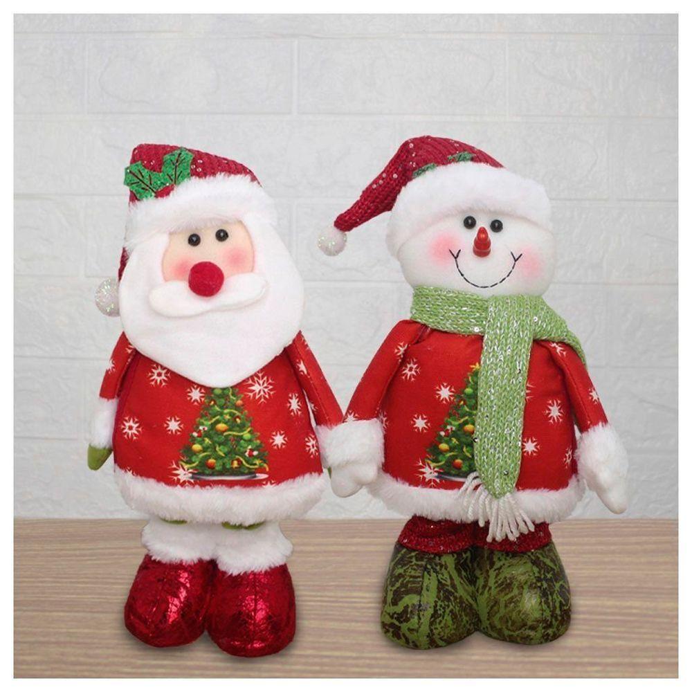 Decoração Boneco Natal Papai Noel E Boneco De Neve Perna Ajustável 45cm - 2