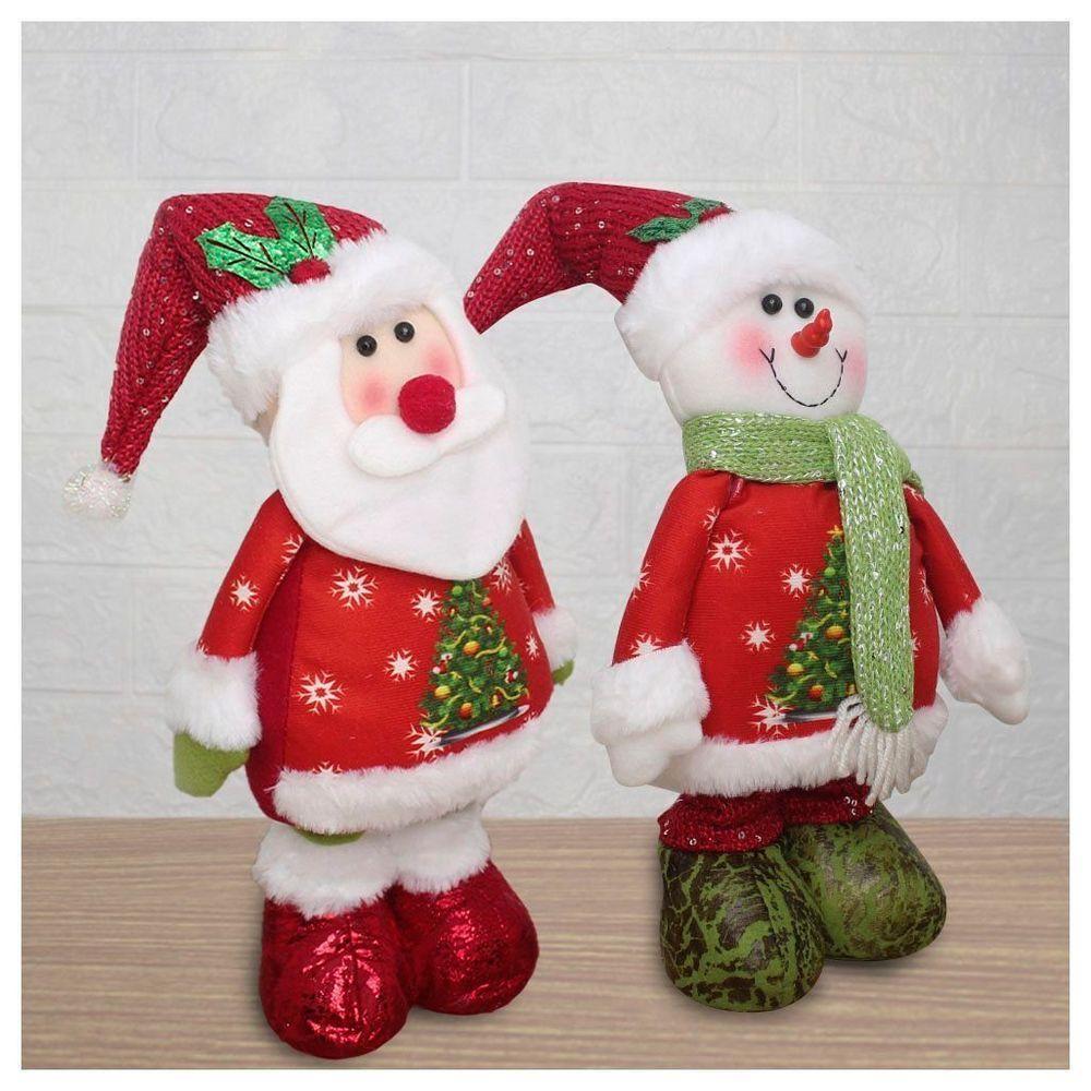 Decoração Boneco Natal Papai Noel E Boneco De Neve Perna Ajustável 45cm - 3