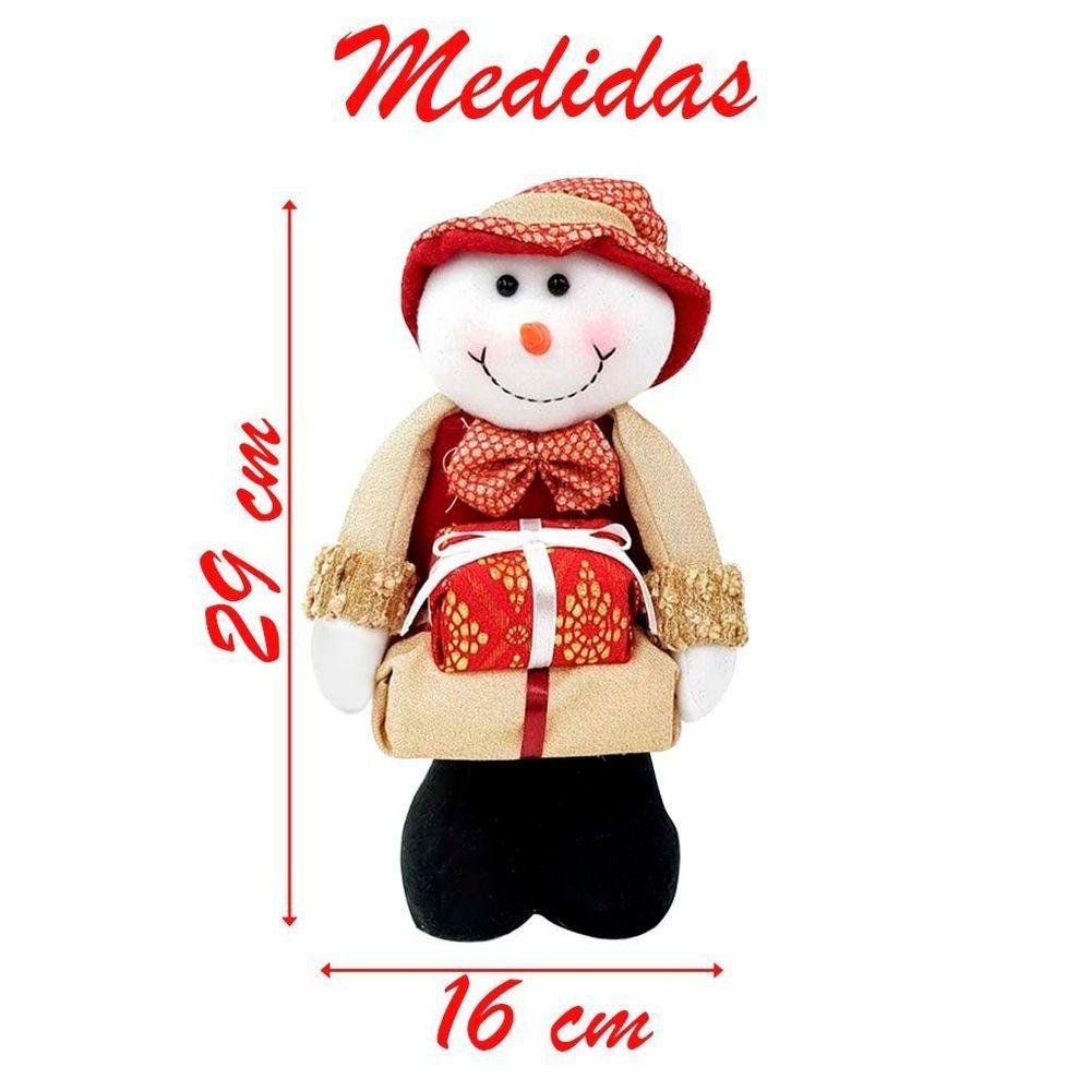 Kit 2 Bonecos Natal Boneco De Neve E Papai Noel Com Presente Natalino - 2