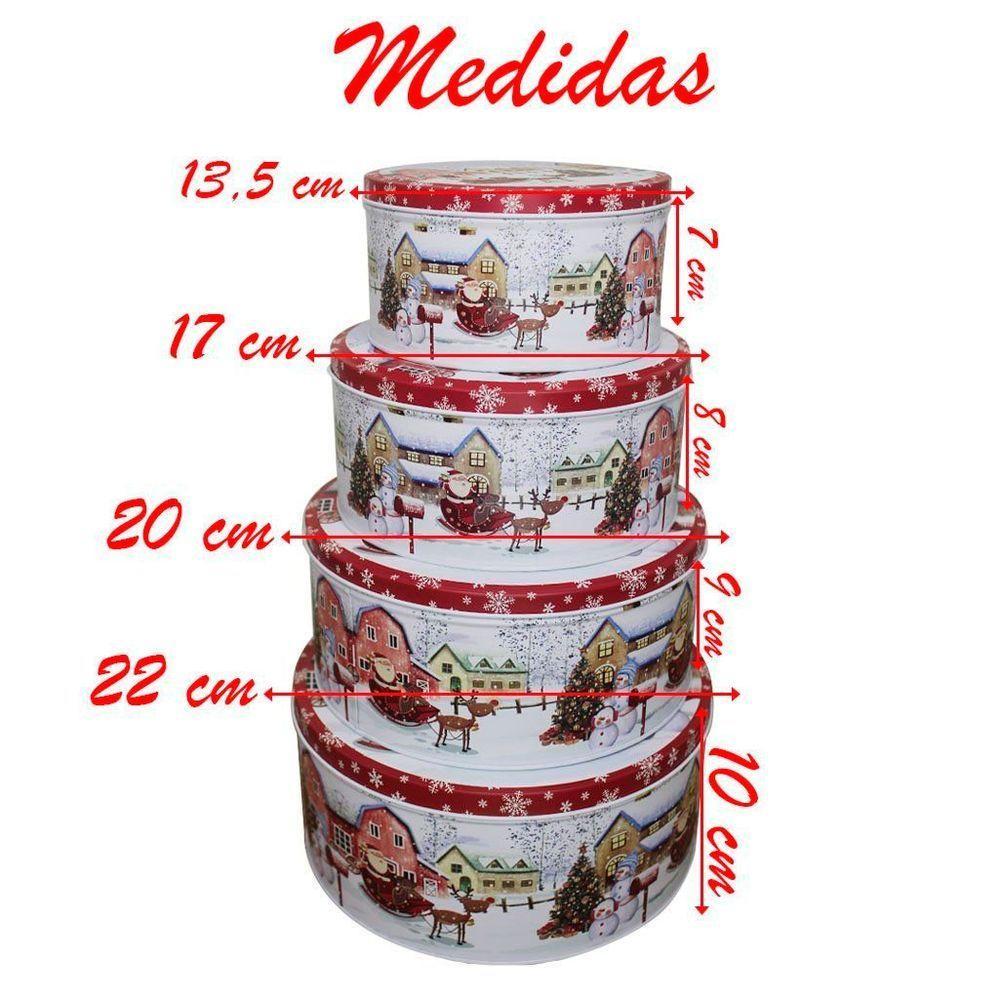 Conjunto De 4 Latas Natalinas Papai Noel Para Doces Chocolates - 3