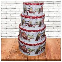 Conjunto De 4 Latas Natalinas Papai Noel Para Doces Chocolates - 2