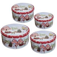 Conjunto De 4 Latas Natalinas Papai Noel Para Doces Chocolates
