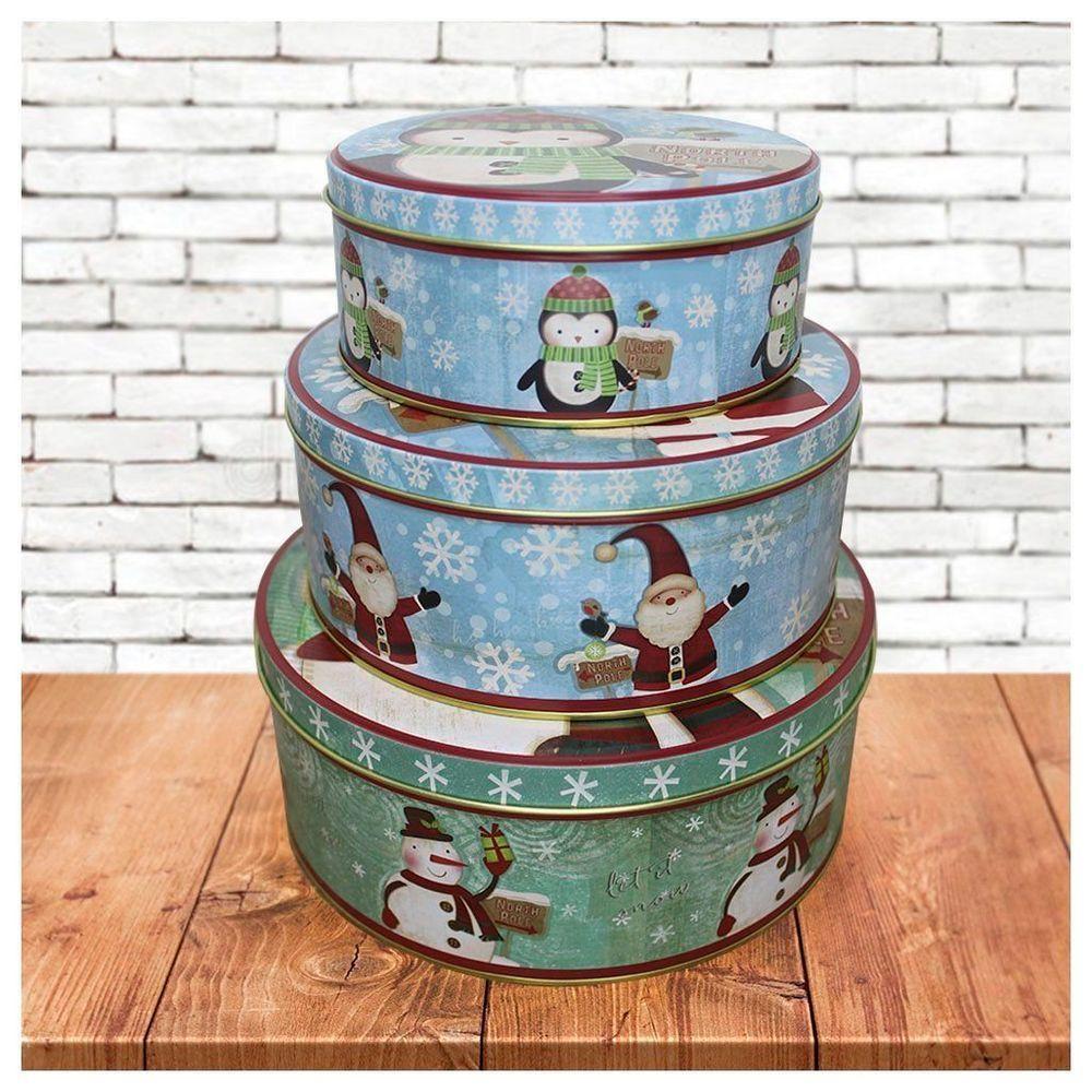 Conjunto De Latas Natalinas Turma Do Polo Norte Para Doces Chocolates - 2