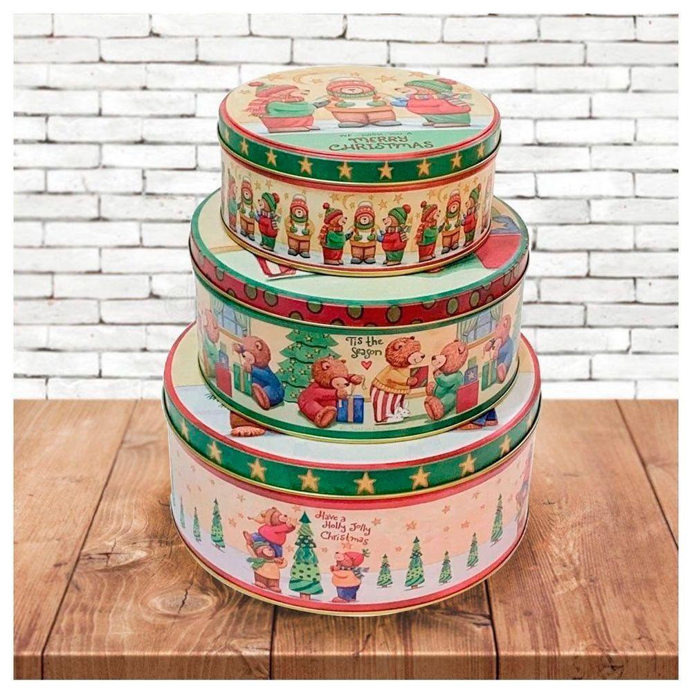 Conjunto De Latas Natalinas Ursinhos Feliz Natal Para Doces Chocolates - 2