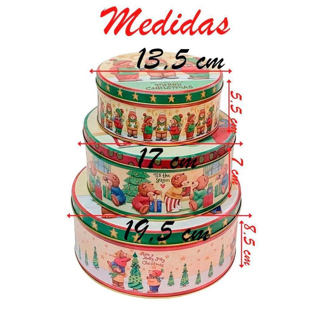 Conjunto De Latas Natalinas Ursinhos Feliz Natal Para Doces Chocolates - 3