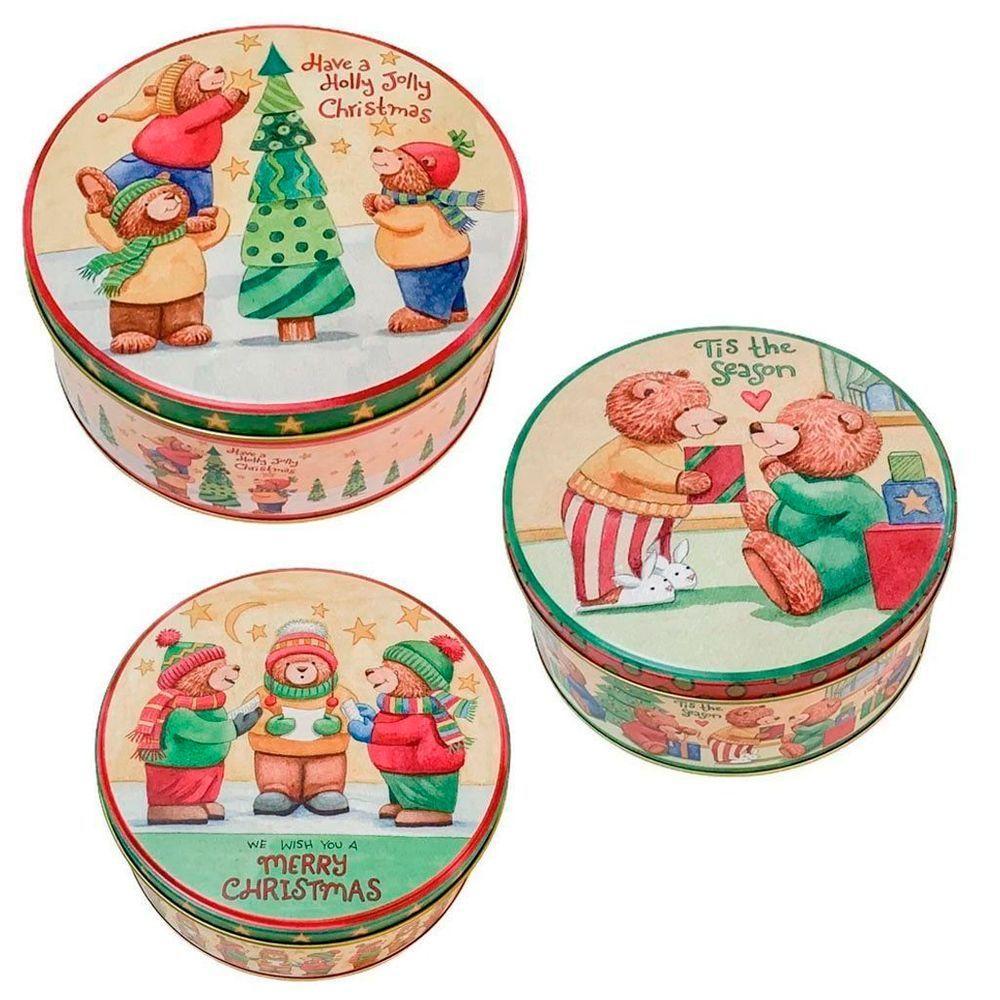Conjunto De Latas Natalinas Ursinhos Feliz Natal Para Doces Chocolates - 4