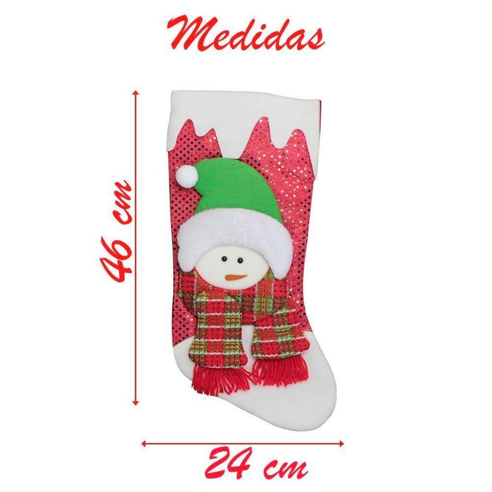 Bota Meia Natalina Decoração Boneco De Neve Tecido 46cm - 2
