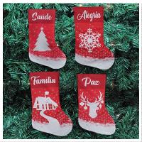 Kit 4 Botas Meias Enfeite Natalino Temático 47cm - 1