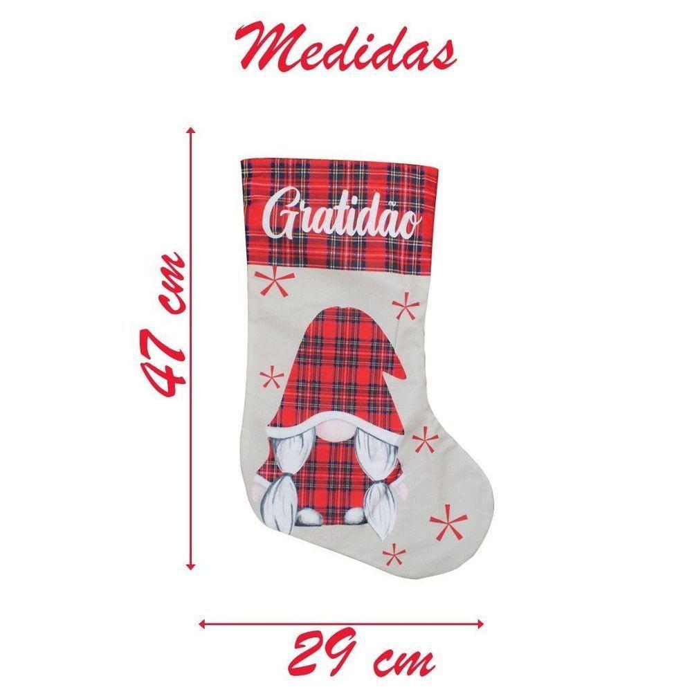 Trio De Bota Meia Enfeite Natalino Xadrez Temático 47cm - 2