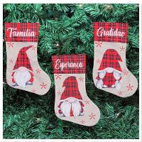 Trio De Bota Meia Enfeite Natalino Xadrez Temático 47cm - 1
