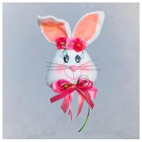 Enfeite Decorativo Coelha De Páscoa Com Flores Tecido 30cm - 1