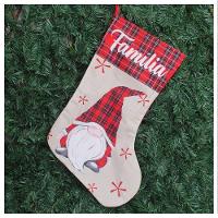 Decoração Bota Meia Enfeite Natalino Xadrez Temático 47cm - 1