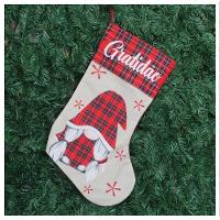 Decoração Bota Meia Enfeite Natalino Xadrez Temático 47cm - 1