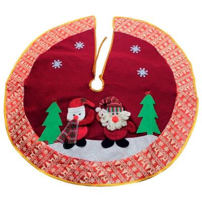 Saia Para árvore De Natal Vermelha Temática Papai Noel E Boneco De Neve Feltro 88cm