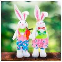 Casal De Coelhos De Páscoa Decoração Enfeite Coelhinhos - 47cm - 1