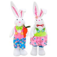 Casal De Coelhos De Páscoa Decoração Enfeite Coelhinhos - 47cm - 3