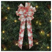 Kit 8 Enfeite árvore Natal Laço Decorado Flocos De Neve 78 Cm - 1