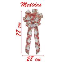 Kit 8 Enfeite árvore Natal Laço Decorado Flocos De Neve 78 Cm - 2