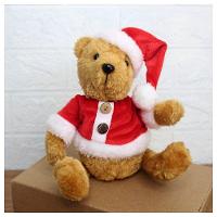 Ursinho De Pelúcia Roupa E Gorro Natalino Enfeite 17cm - 1